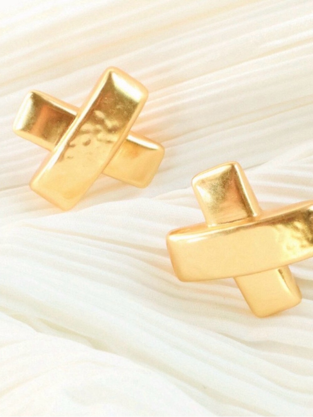Julie Vos Gold Crossed Bar Stud Earrings